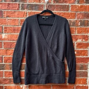 Ann Taylor Womens Small Black Wool Alpaca Blend Faux Wrap Sweater
